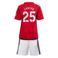 Fotbalové Dres Manchester United Jadon Sancho #25 Dětské Domácí 2023-24 Krátký Rukáv (+ trenýrky)